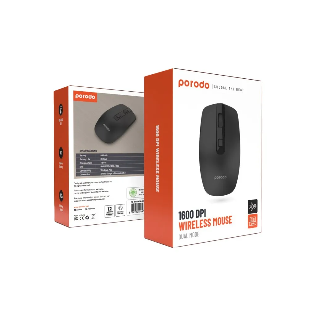 تصویر موس بی سیم پرودو 1600 DPI Porodo 1600dpi mouse